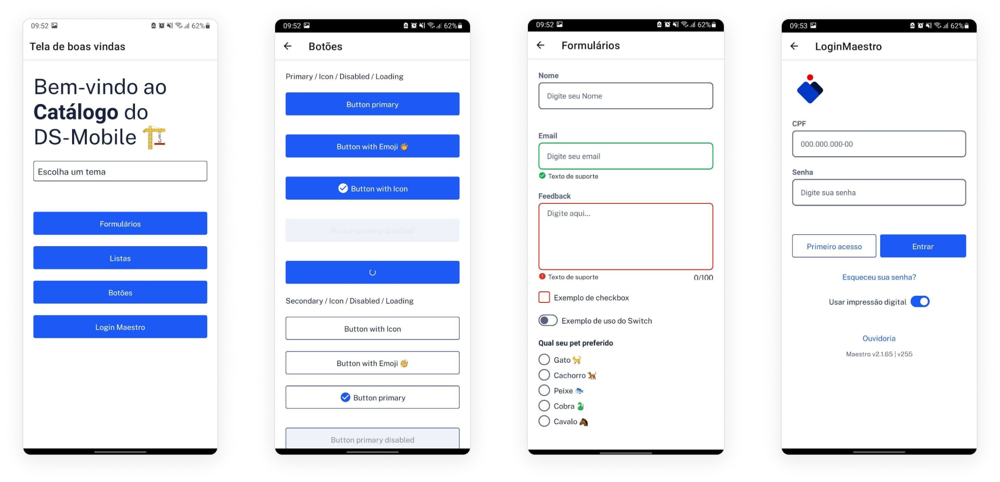 Aplicativo de teste do Design system